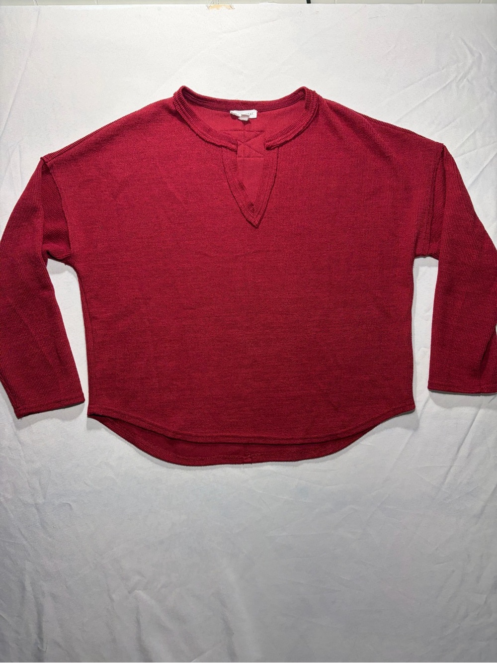 Blu Pepper Red Waffle-Texture Crewneck Sweater